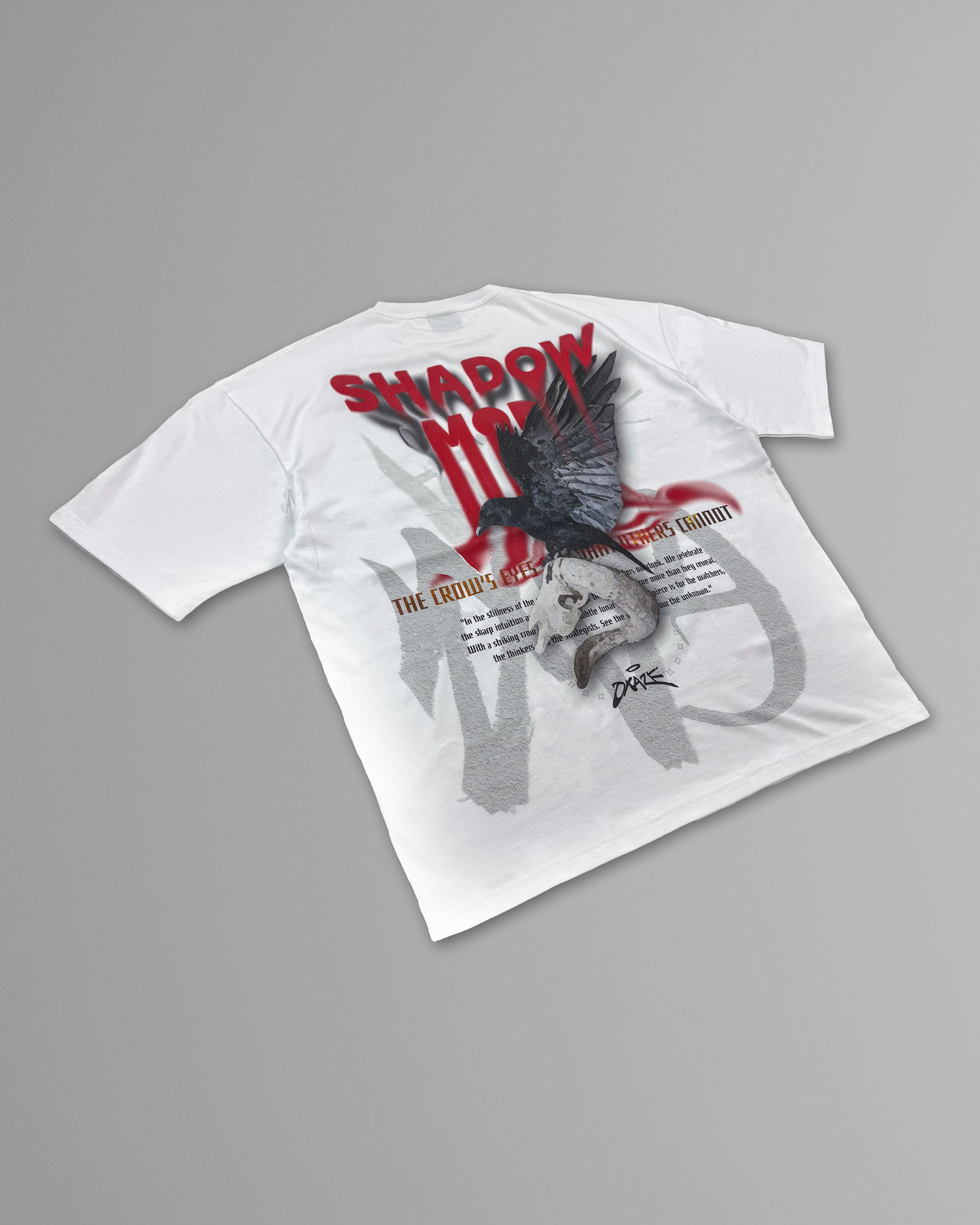 OVERSIZED CURSED CROW TEE WHITE