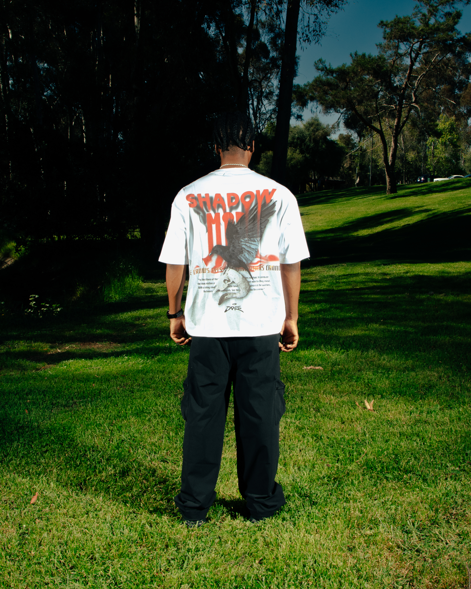 OVERSIZED CURSED CROW TEE WHITE