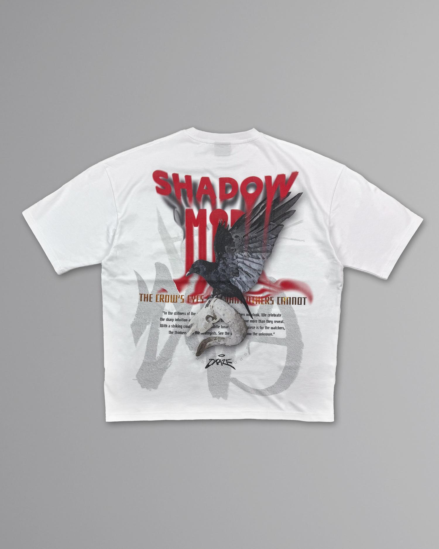 OVERSIZED CURSED CROW TEE WHITE